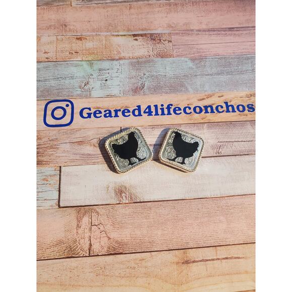 Chicken lover, crazy chicken lady , unique concho, saddle conchos, bridle saddle - Picture 4 of 5